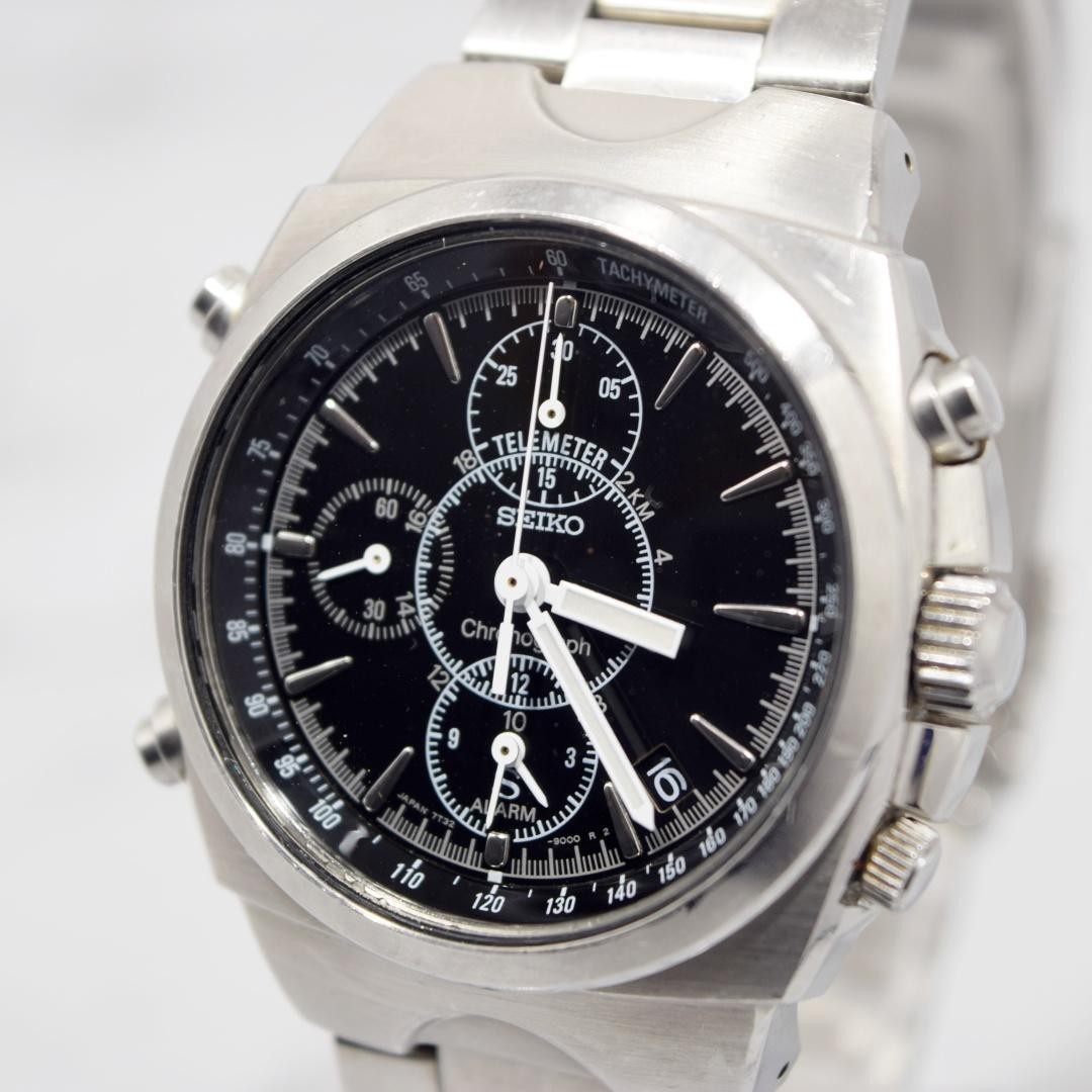 Seiko SUS Tachymeter Chronograph Silver 1999 Vintage Japan Watch 0712408