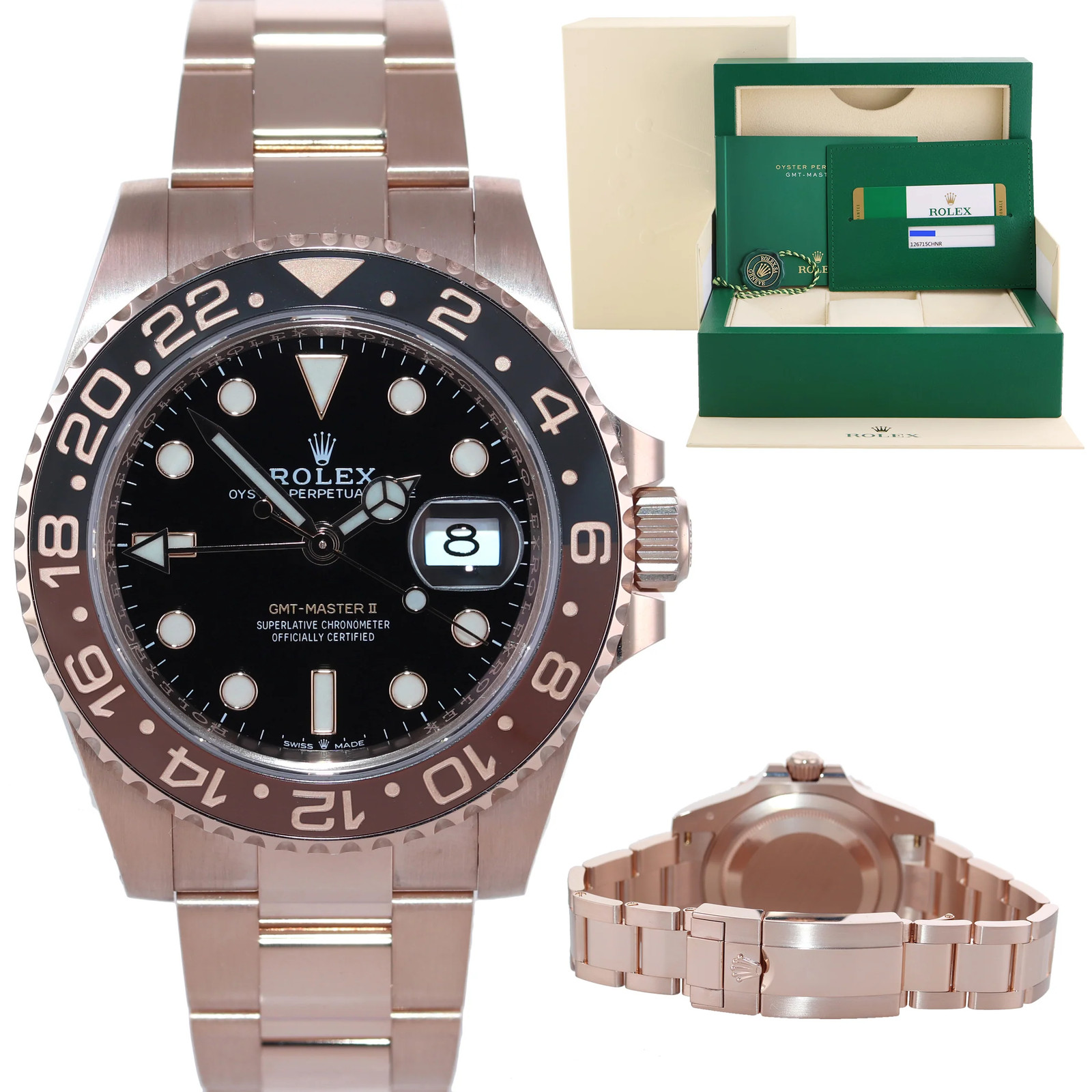 MINT PAPERS Rolex 126715CHNR GMT Master II Rose Gold Ceramic Root Beer Watch Box