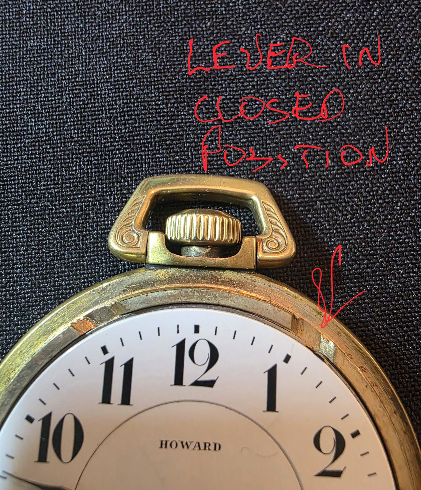 Howard Pocket Watch 16S 17J Checkerboard mvm’t pattern, Keystone base metal case