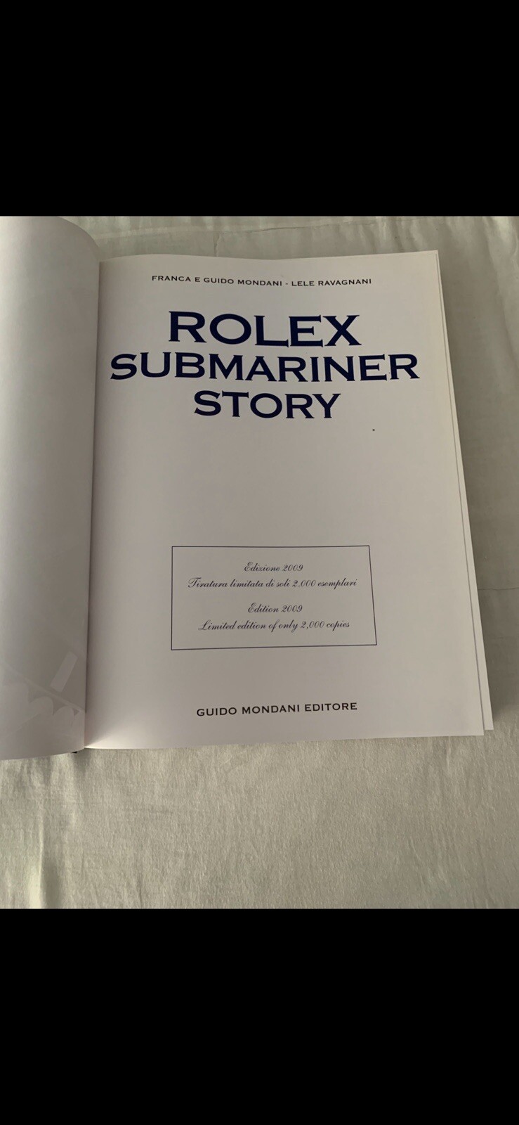 Rolex Submariner Story Book Italian/English Year 2009 2000 Copies