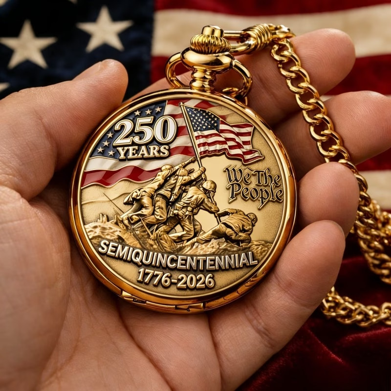 Retro American Style 1776-2026 250th Anniversary Pocket Watch Winding Movement