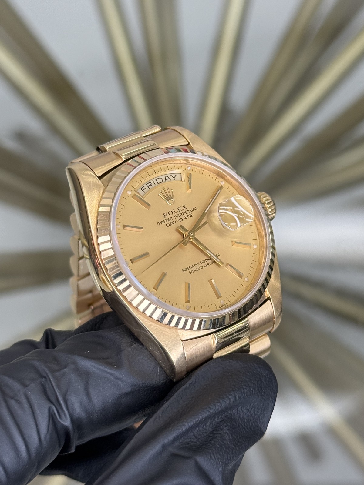 Rolex Day-Date 36 18038 18K Gold Green Diamond Dial Papers 36mm