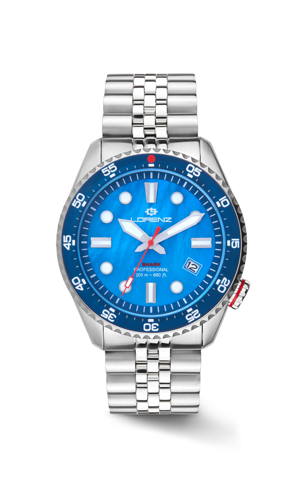 Lorenz Shark 5 Professional Diver 030255MP Watch Car Mother of Pearl Blue