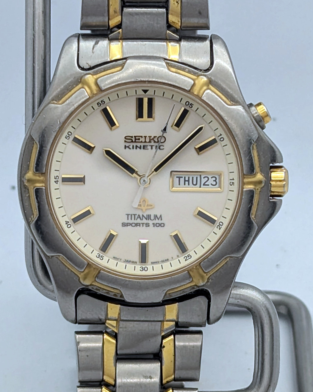 Seiko Kinetic Titanium Sports 100 5M43 Full Lume Day Date | New Capacitor