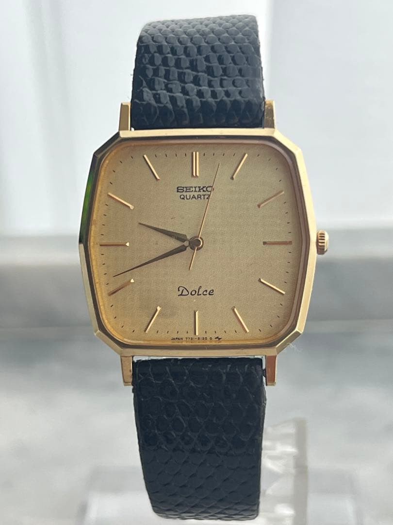 SEIKO Dolce 7731 5120 Quartz Watch Stainless Square Mens Vintage Timepiece