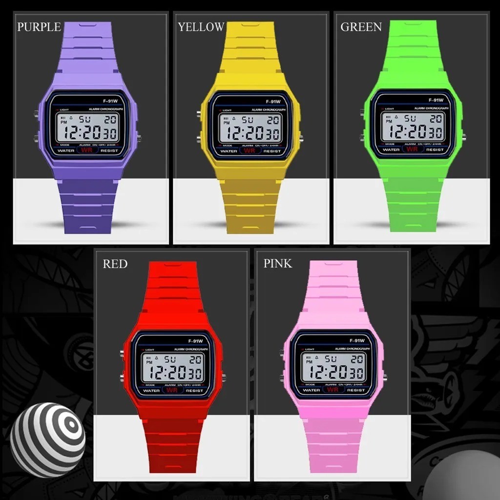 Casio F-91W Style Digital Watch Men Women Unisex Retro Sport Stopwatch Alarm Lig