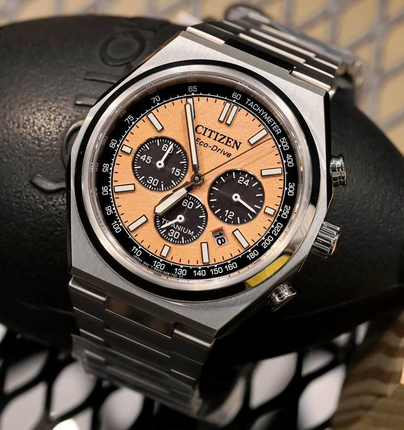 Citizen Super Titanium Sapphire Zenshin Chronograph Salmon Dial Watch CA4610-85Z