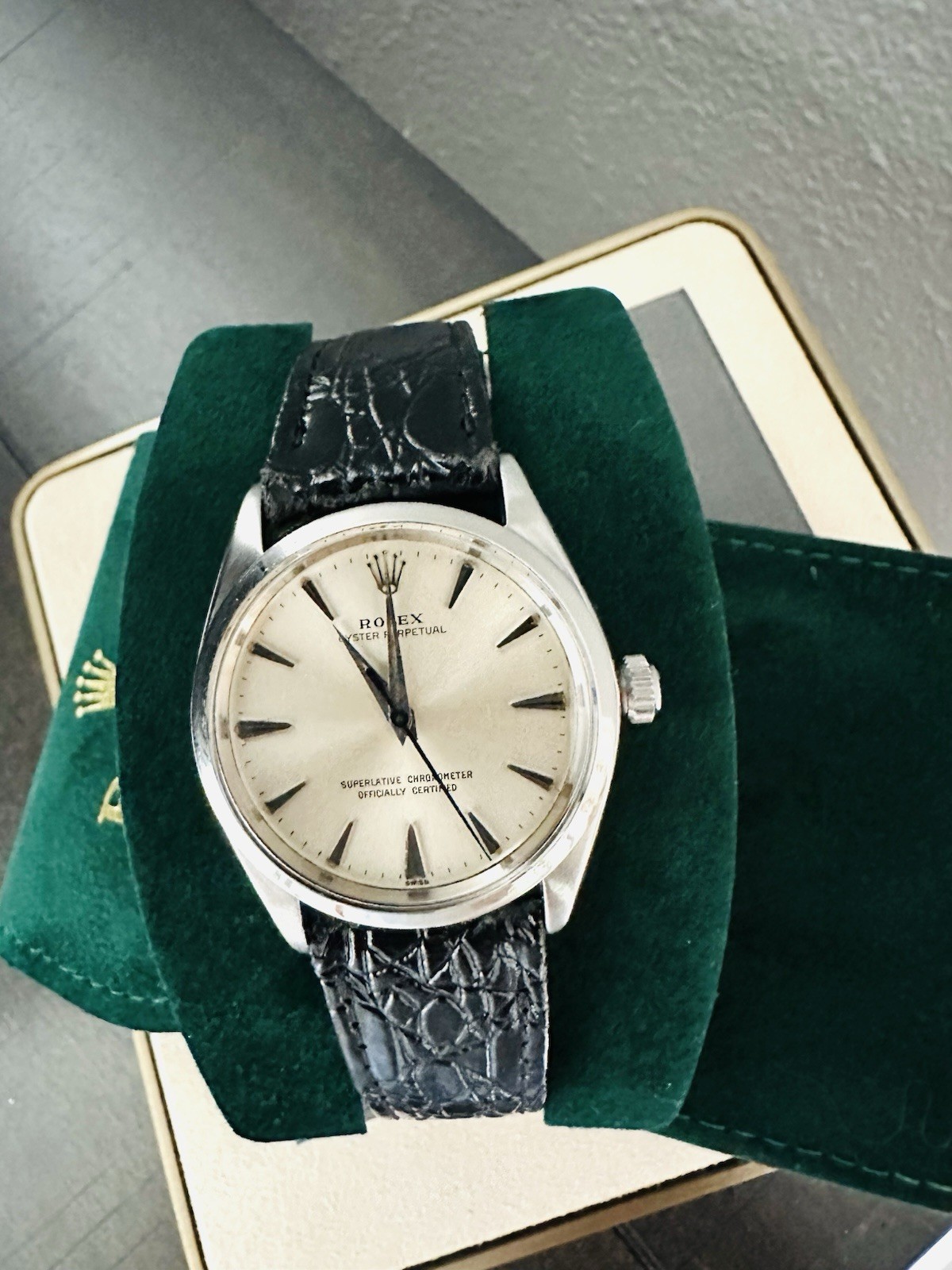Vintage Men’s Rolex Oyster Perpetual 34mm Ref 1002 Stainless Steel Watch