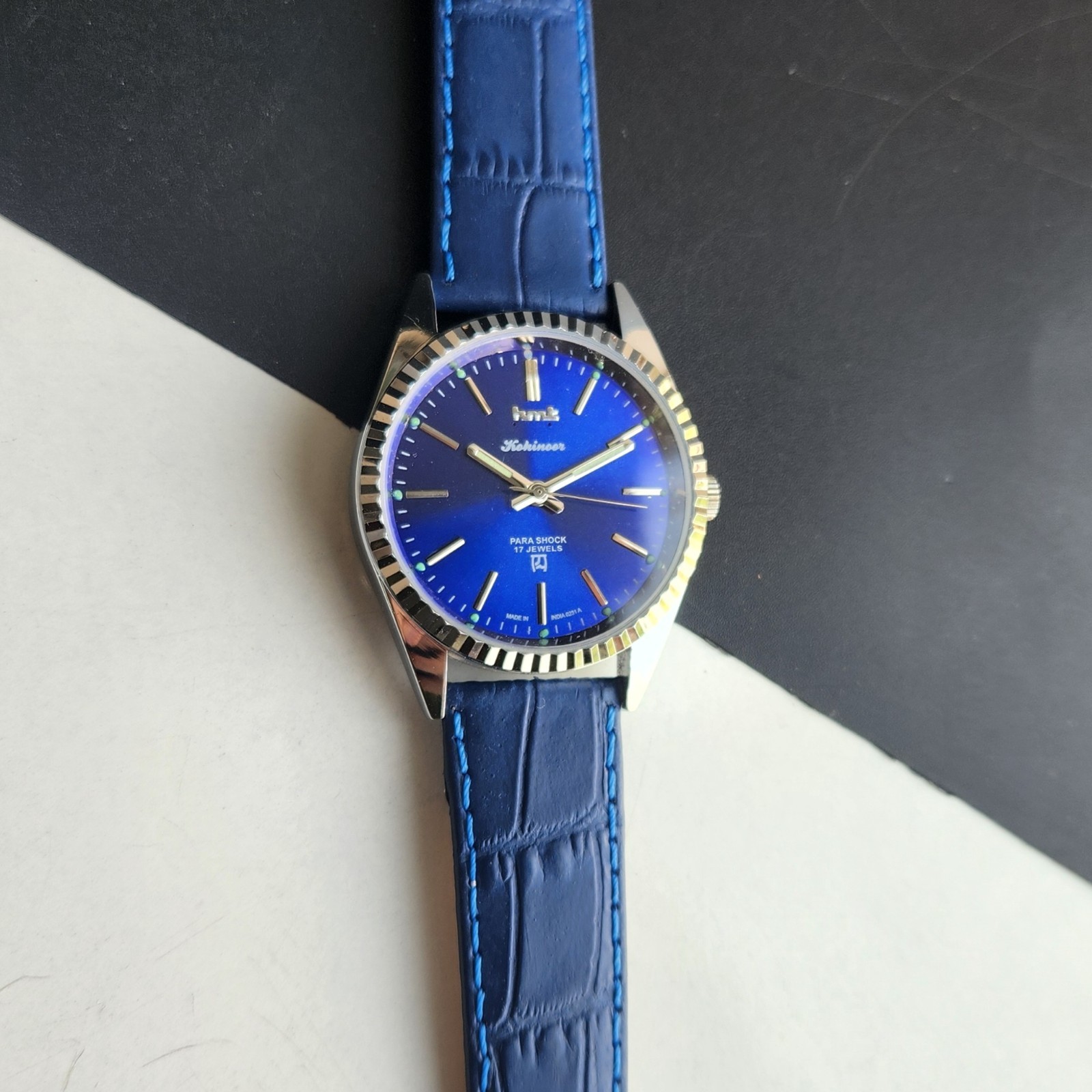 Vintage HMT Kohinoor Fluted Bezel Mechanical Hand Winding Wrist Watch A03