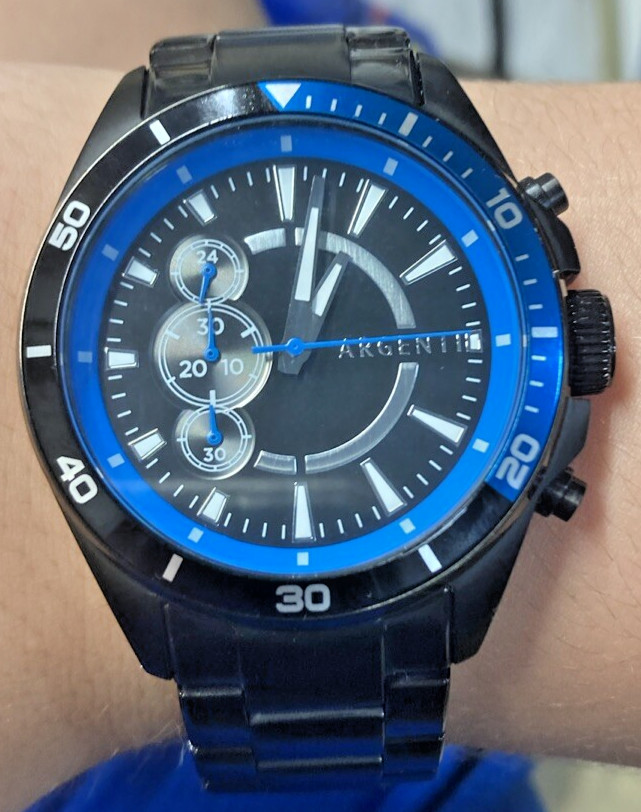 Argenti Chrono Black Blue Case Men’s Luxury Watch Gift Chrono Stylish Elegant