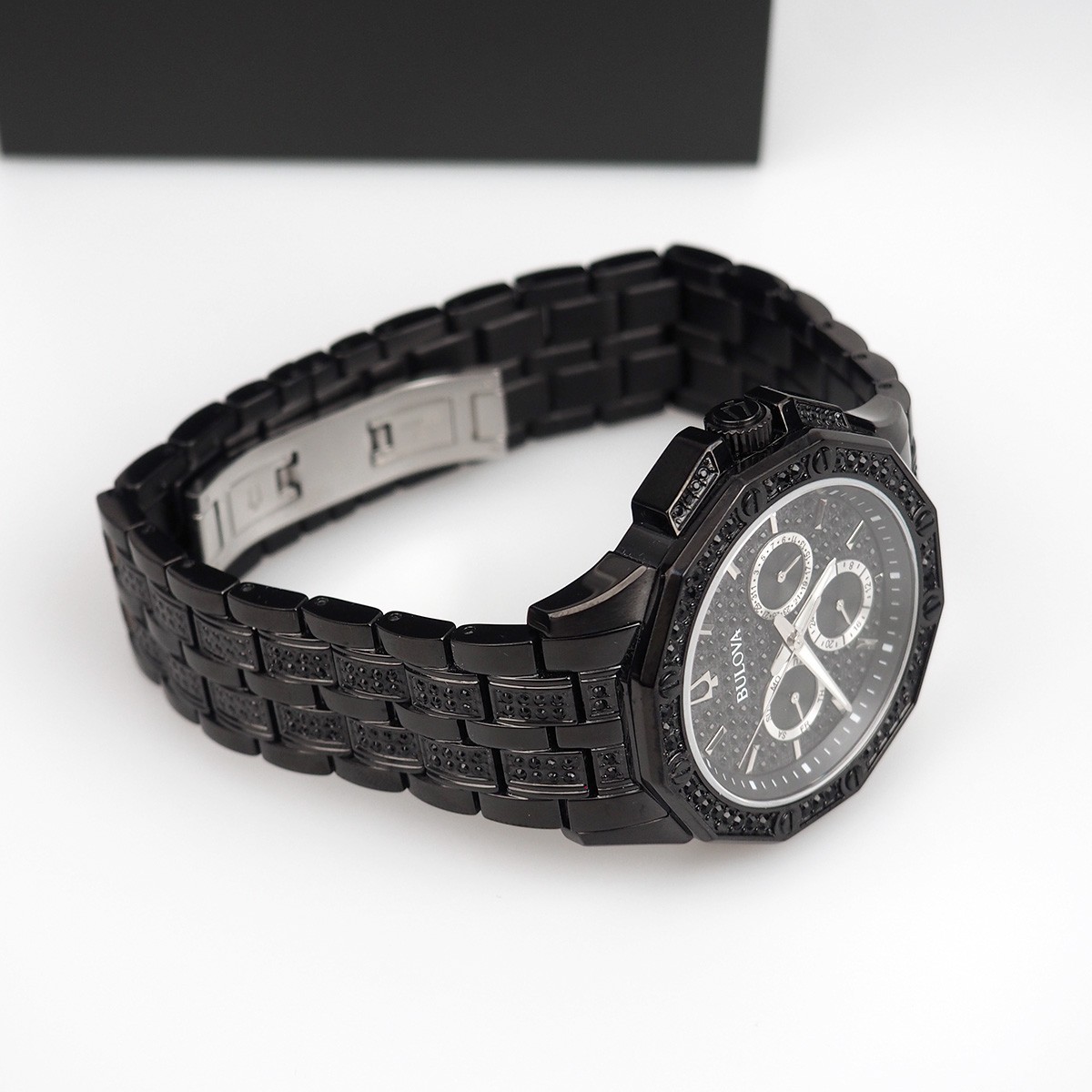 Bulova Octava Crystal 98C134 Black Stainless Steel Men’s Quartz Watch 41.5 mm