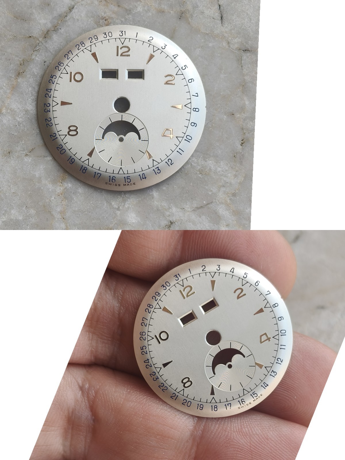 50s VENUS 203 TRIPLE DATE-MOON PHASE ANONYMOUS WATCH DIAL WATCHES DIAL 29.5mm