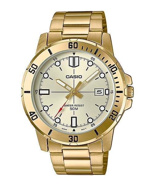 Casio MTP-VD01G-9E Men’s Enticer Gold Tone Stainless Steel Gold Dial Watch