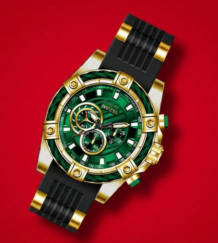 Men’s Green Dial Sports Watch Bolt Analog Display Quartz Flame Fusion Wristwatch