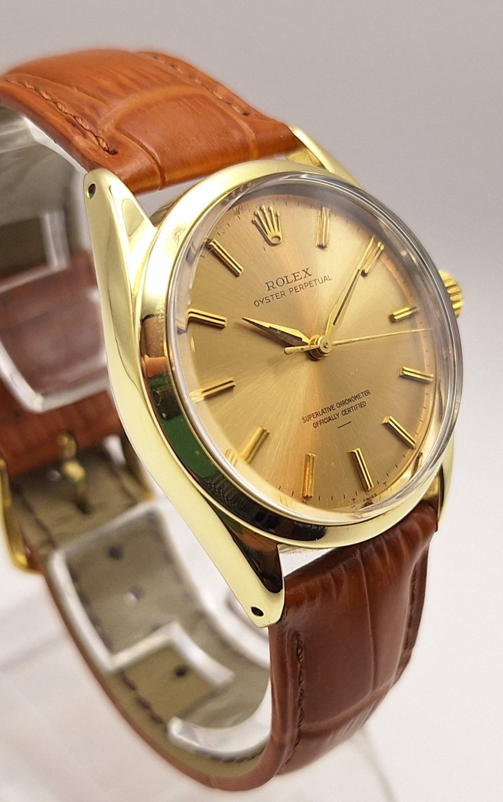 Rolex Oyster Perpetual Datejust 1601 14k/SS Watch Gold Tapestry Dial 1966