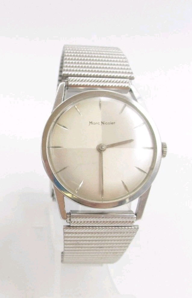 Vintage Marc Nicolet Manual Wind Up Dress Wristwatch Very Thin