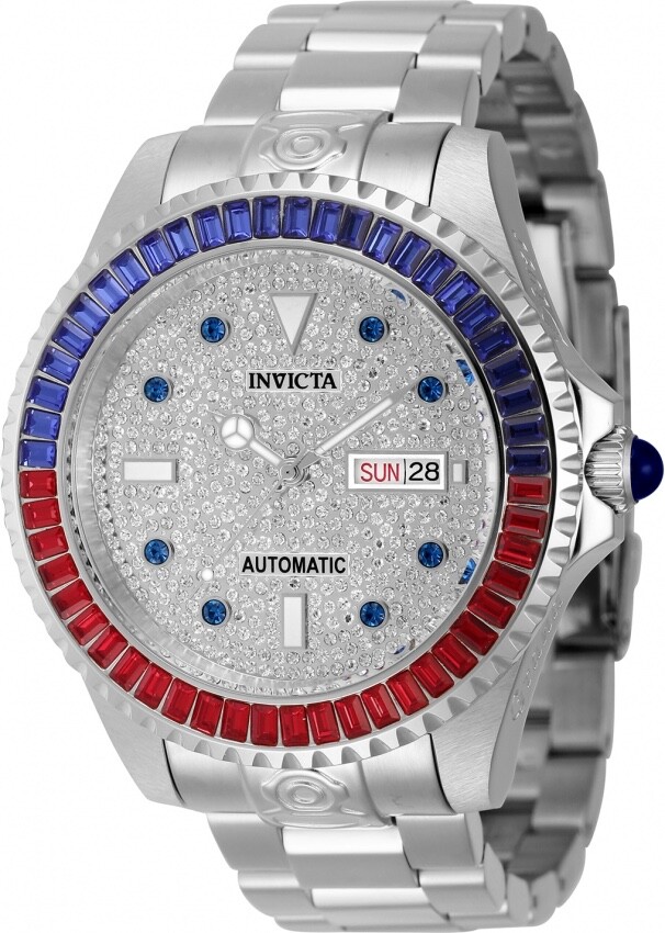 Invicta 46635 Men’s 47mm Grand Diver NH36A Automatic Crystal Pave Dial SS Watch