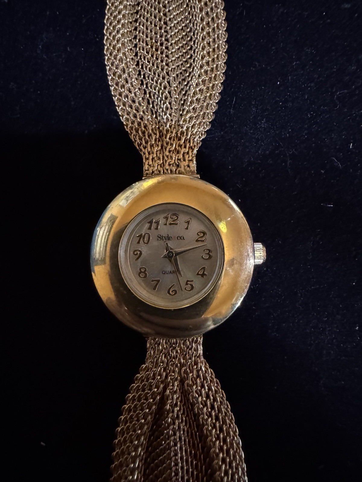 Style&co Women’s Quartz Analog Watch Gold Mesh Bracelet Gray Dial 25mm Round