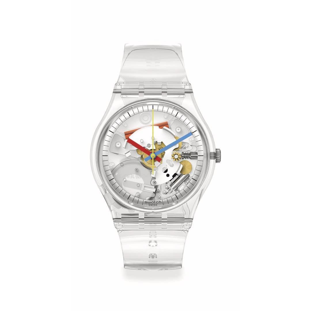 Swatch Clearly GENT Watch SO28K100-S06 Transparent Plastic Waterproof From Japan