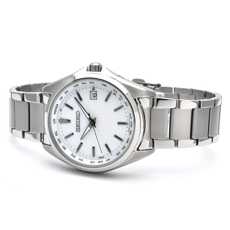 SEIKO SELECTION SBTM287 Titanium Sapphire Crystal Radio Solar Watch White Dial
