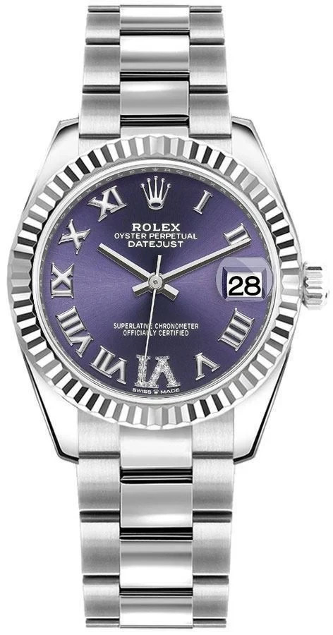 Rolex Datejust Aubergine Purple Dial Stainless Steel 31mm Women’s Watch 278274