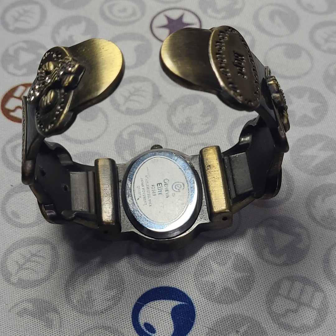 Geneva Elite Quartz Hope, Faith, Love #2569 Brass Spring Bracelet Ladies Watch