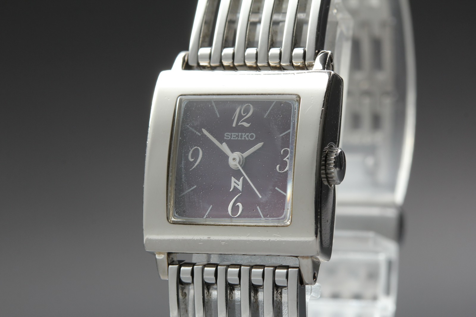 Vtg 1998 N MINT Seiko 4N21-5430 Quartz PDP Black Square Womens Watch JAPAN