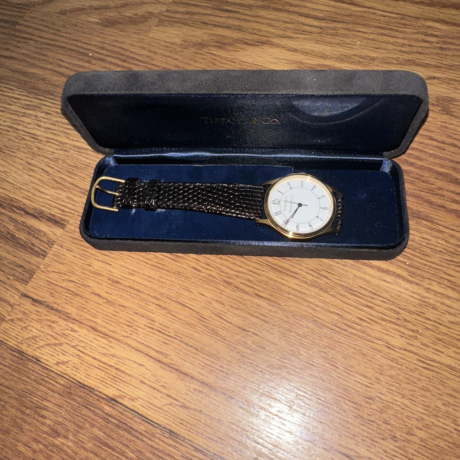 TIFFANY Portfolio 18 in Swiss watch/orig. inner boxes genuine Lizard strap