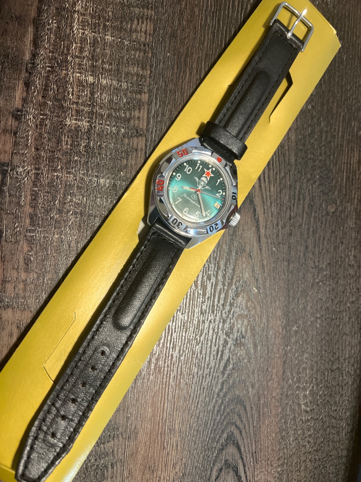 Vostok Russian Army Paratrooper Watch Green Dial Silver Case