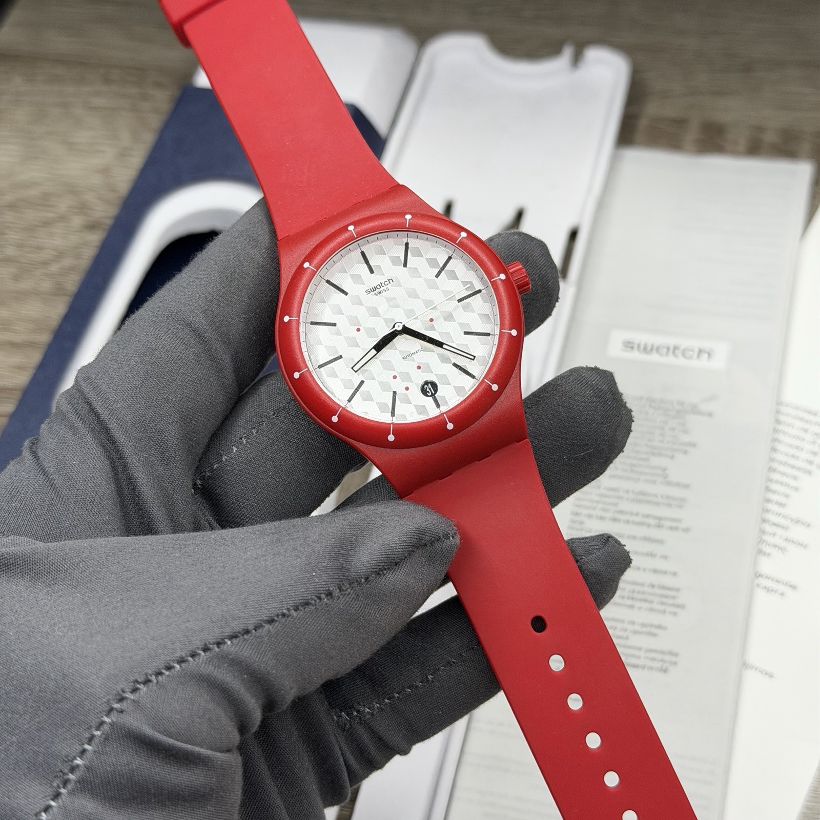 NEW✅AUTOMATIC✅ Swatch SISTEM CORRIDA Red Silicone Men’s Watch SUTR403