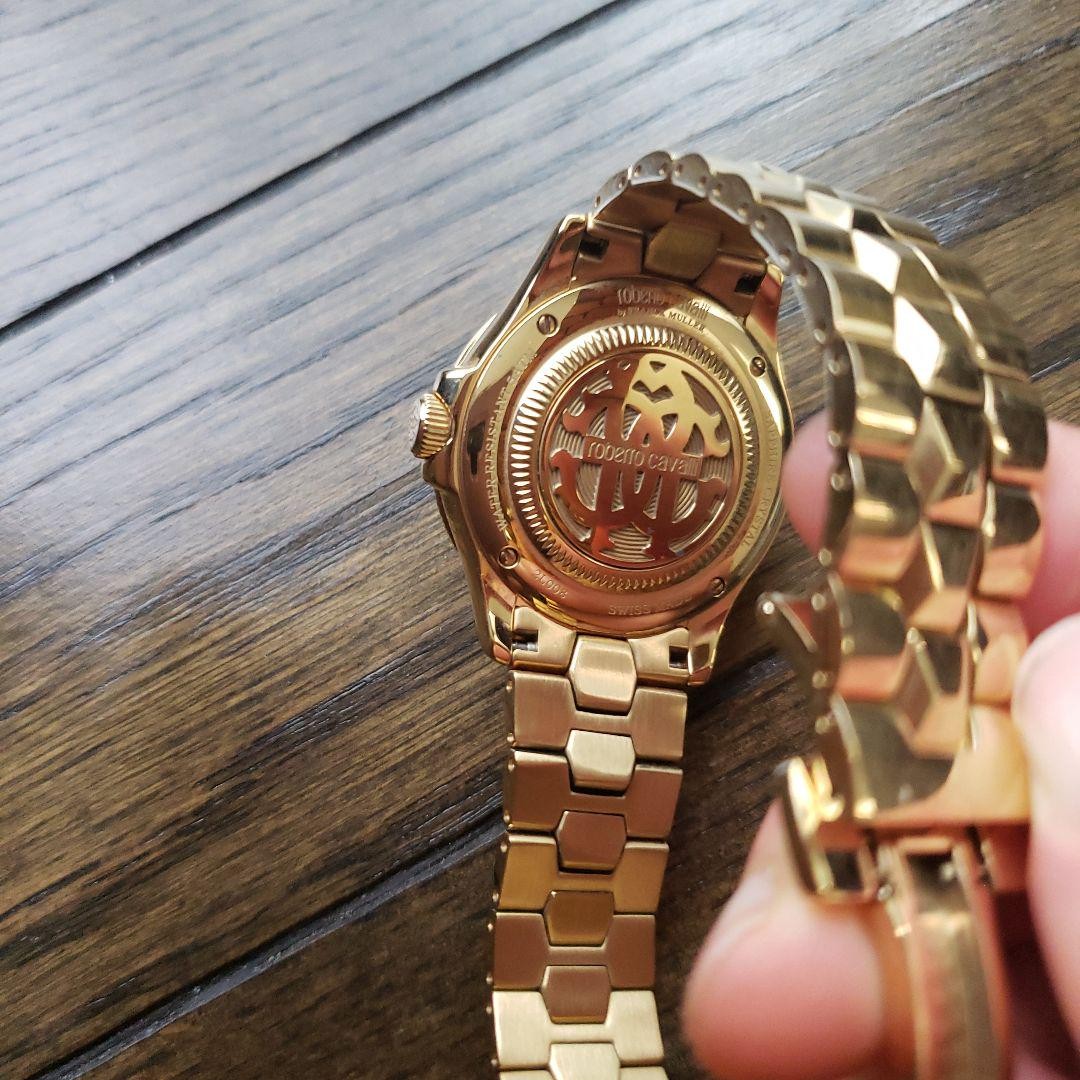 Roberto Cavalli x Franck Muller double name gold quartz Case size 40mm x 35mm