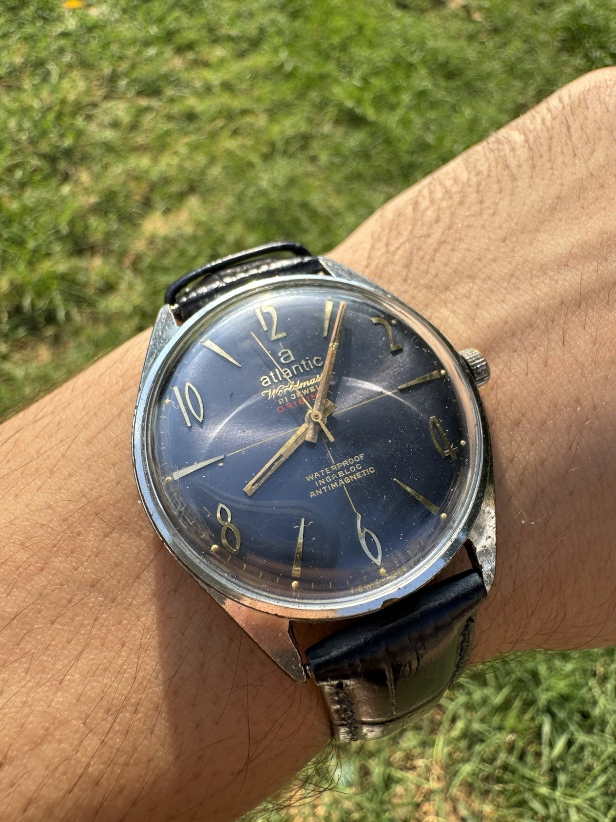 Vintage Atlantic Worldmaster Blue Dial 1970s – Rare Mechanical Watch