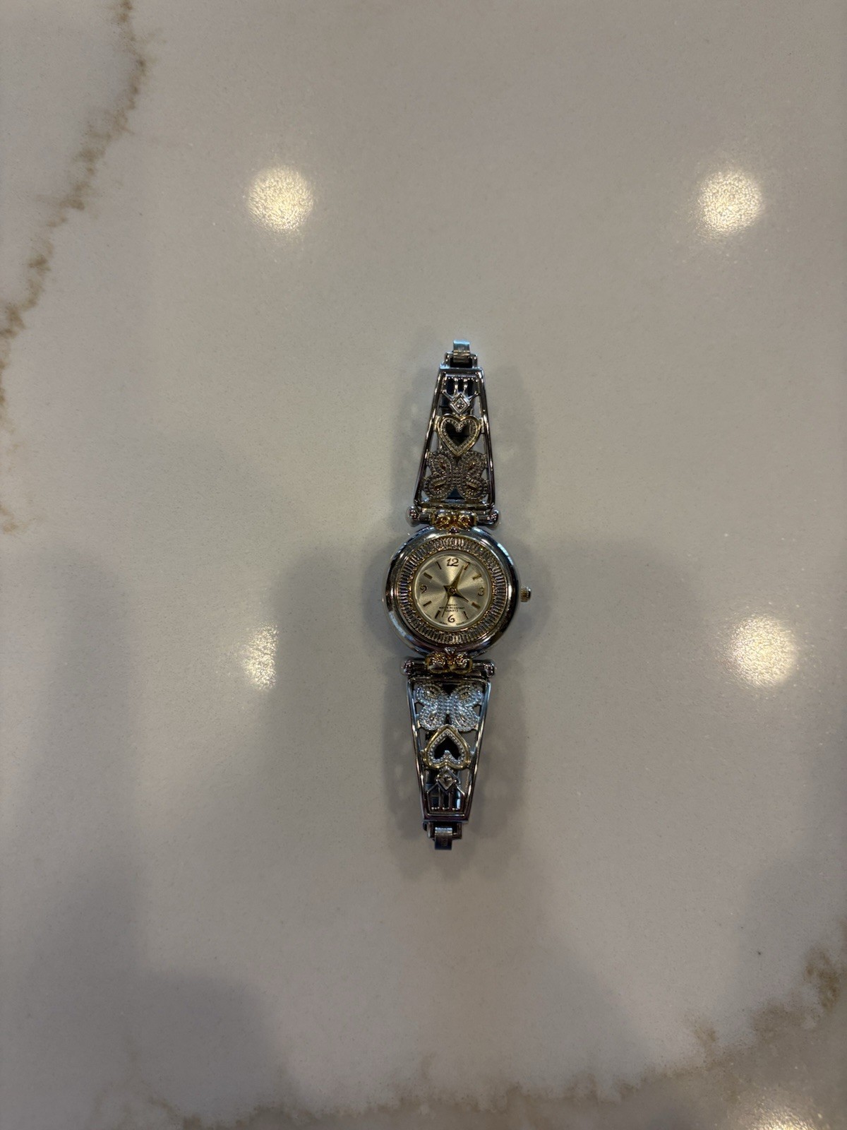 kathy ireland Silver Metal Bracelet Analog Dress Wristwatch for Women