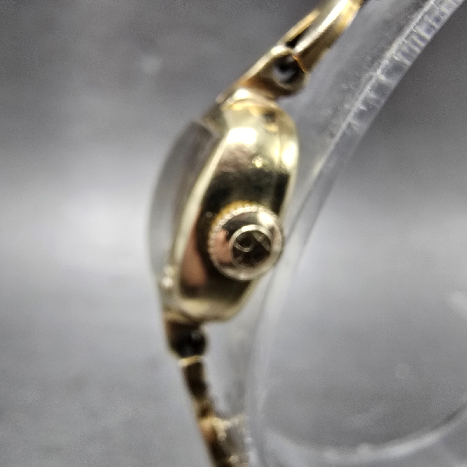 Hamilton Watch Women 14mm Cream Dial 14k Gold Rectangle Manual Wind Runs VTG