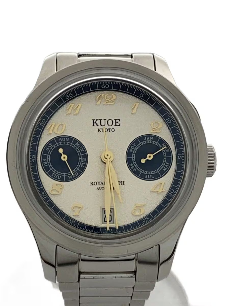 [B1S] Kuoe Kyoto Royal Smith 90-010 Automatic Cream Dial Stainless Watch [j8n]