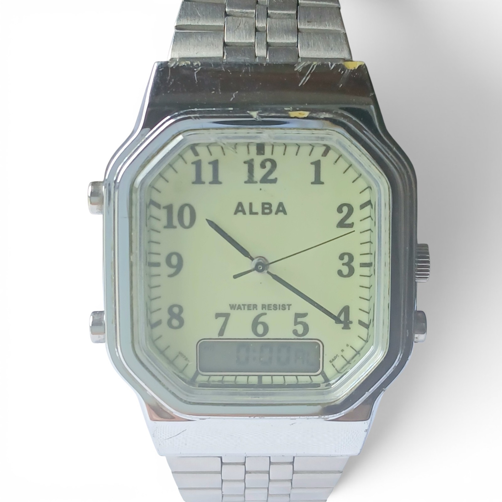 Vintage SEIKO ALBA V074-5020 Ana-Digi Quartz Mens Watch Rare 1981 Retro Working