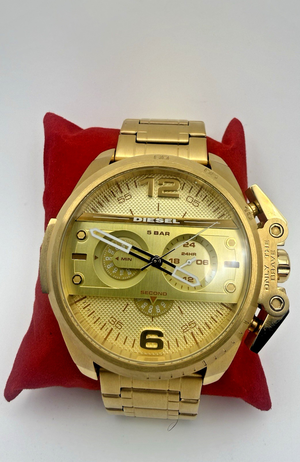 Diesel Ironside DZ4377 Only The Brave Gold Tone Oversize Watch 57mm Running