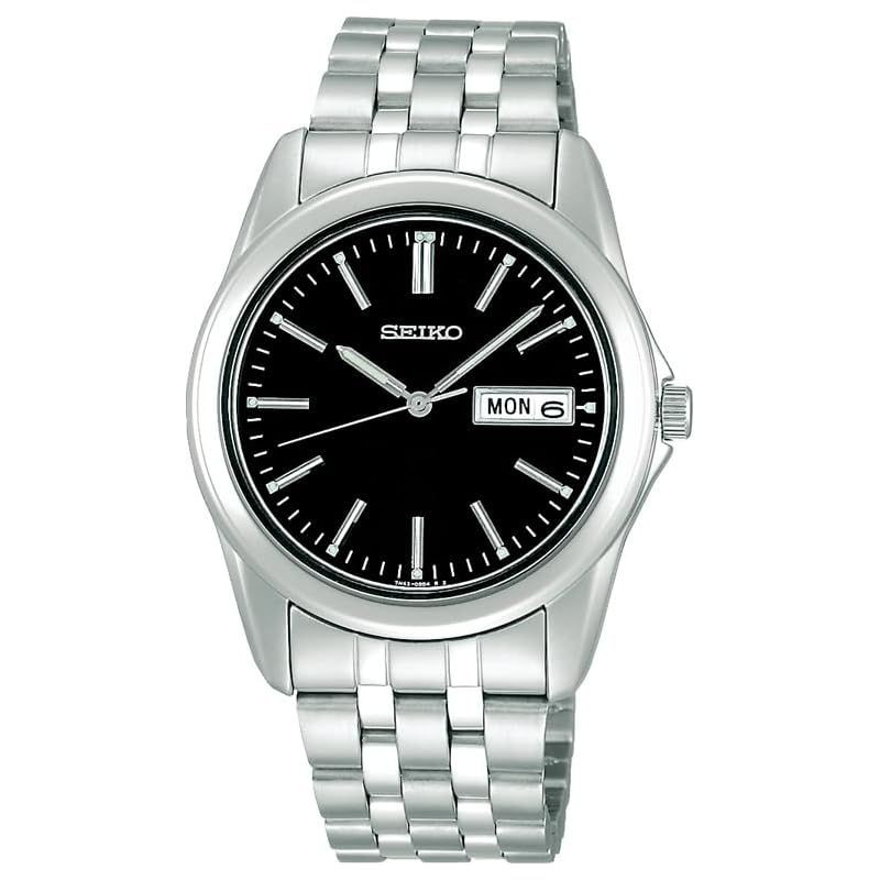 New SEIKO Selection SCXC013 Quartz Black Dial Watch Day Date Bracelet Men
