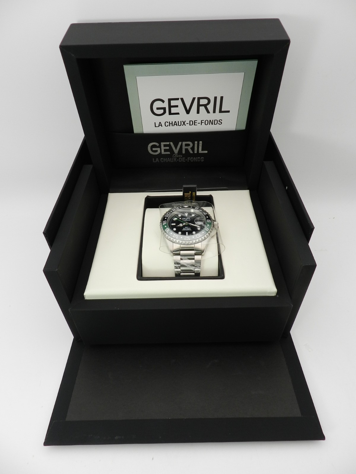 Gevril Men’s Wall Street Swiss Automatic Silver-Tone Stainless Steel Watch 43mm