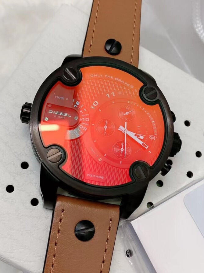 💥⌚💥 NEW DIESEL DZ7408 Chronograph Little Daddy Leather Strap Watch 52mm 💥⌚💥