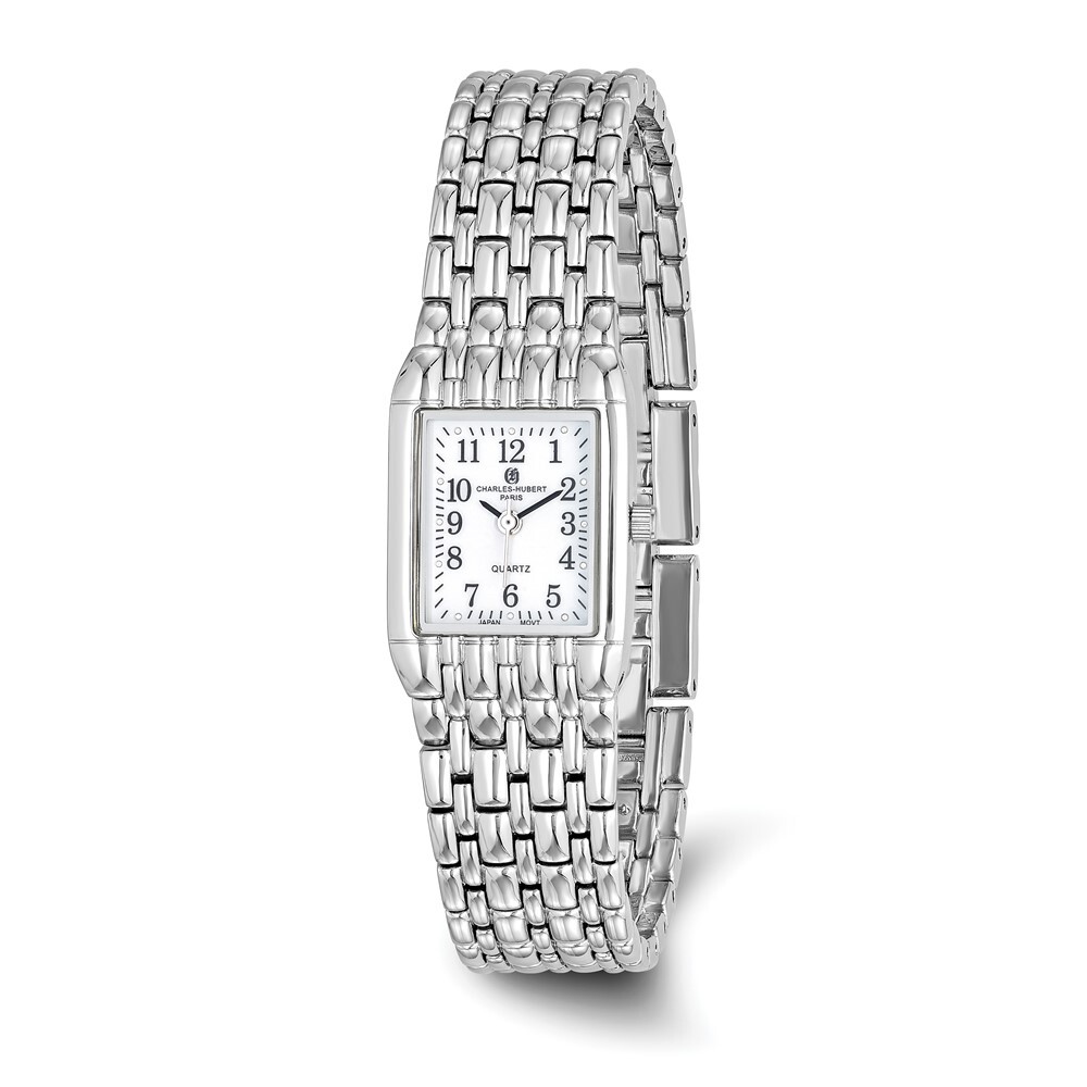 Charles Hubert Chrome Finish White Dial Quartz Watch
