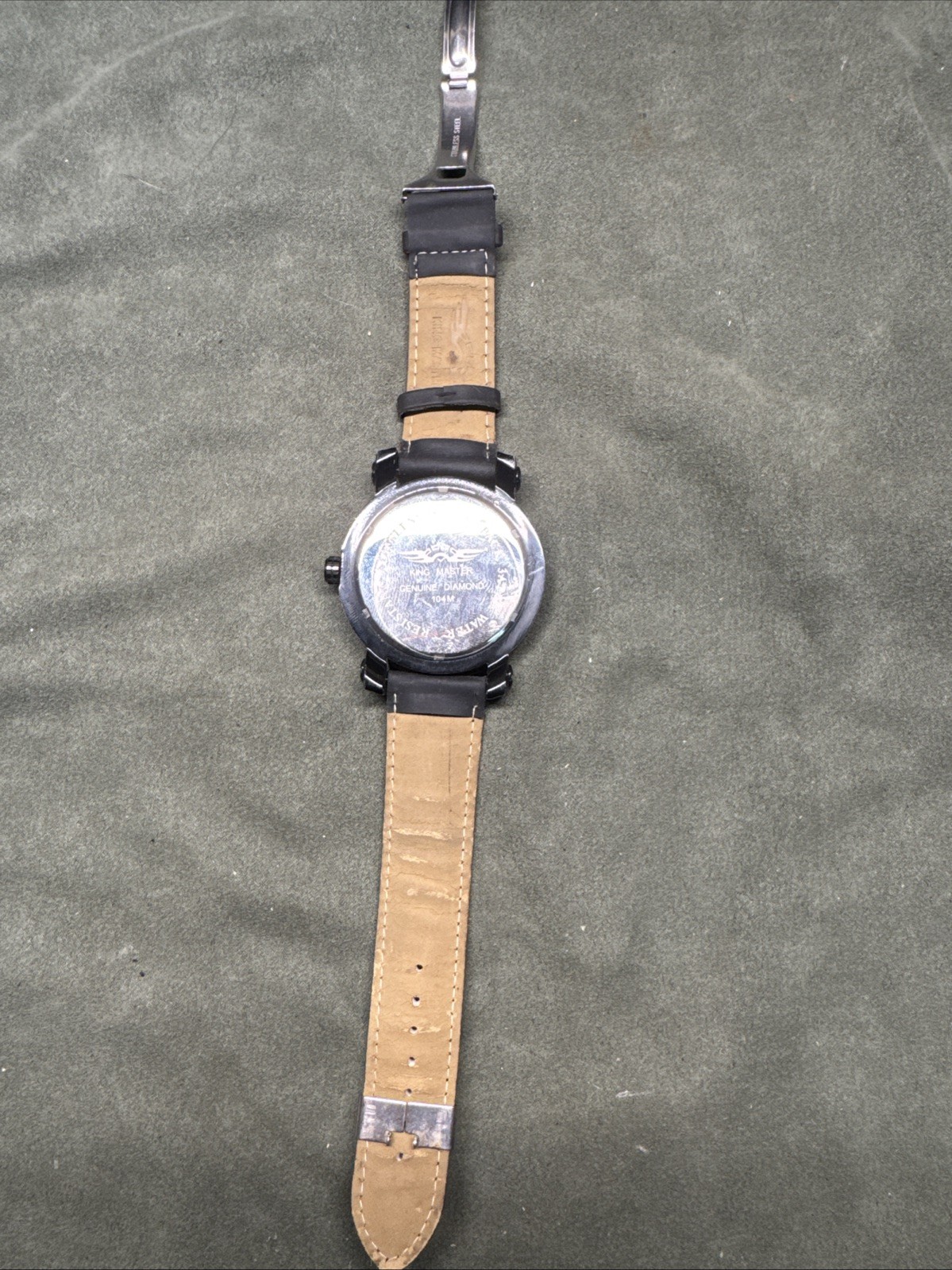 King Master New Mens All Black World Map Face 104m Watch New Battery Used