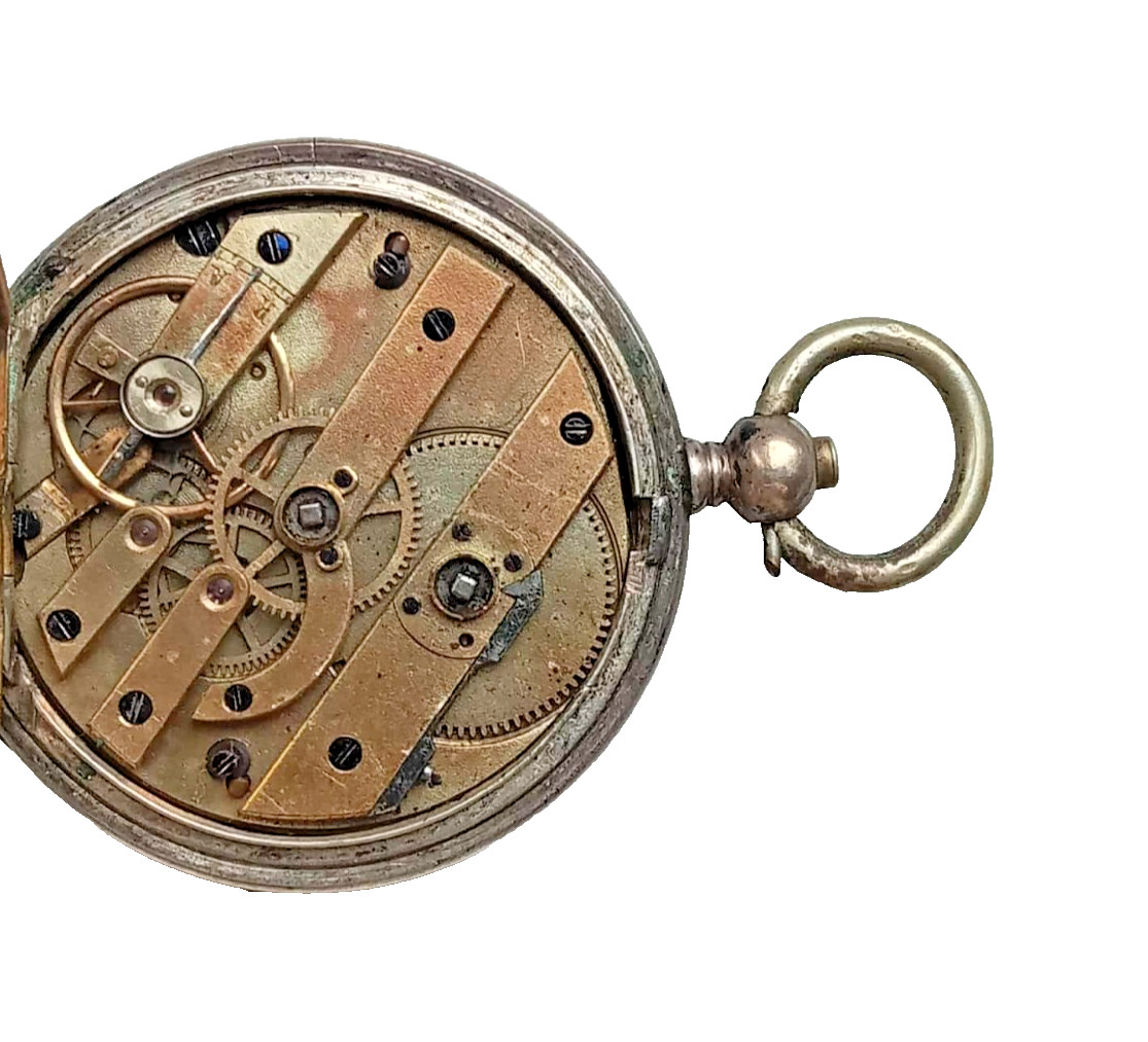Antique Cylinder Swiss Ladies Pocket Watch c1890 4 Rubies