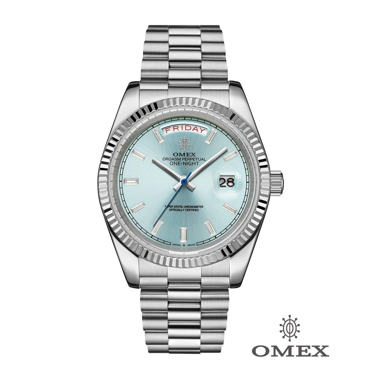 OMEX One Night Automatic Silver × Iceblue Watch 10ATM Cal. 8205