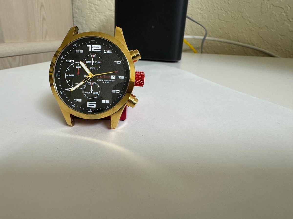 Red Line Men’s Yellow gold tone Chronograph Black Dial Watch 46mm NO BAND