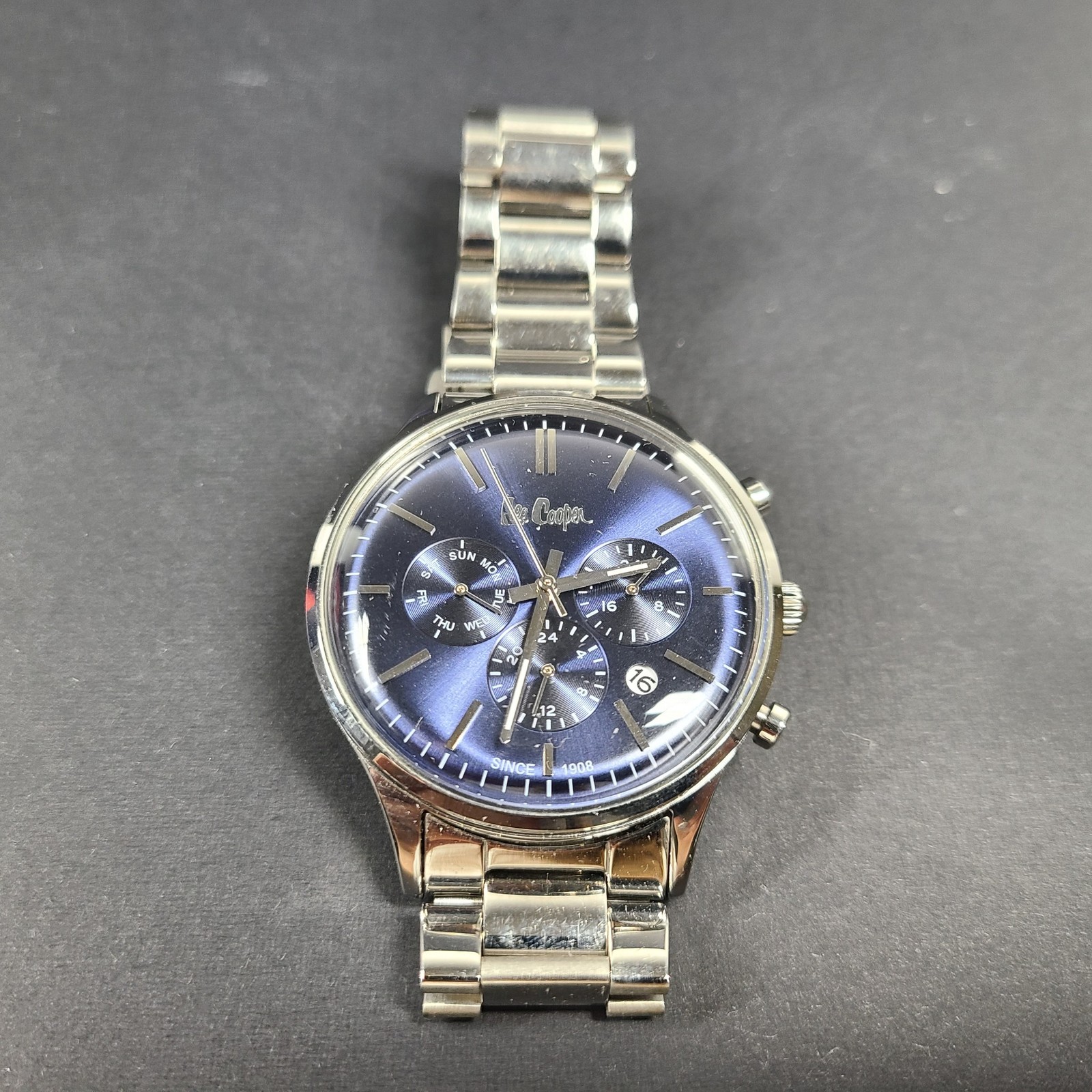 Lee Cooper Men’s Multifunction Blue Dial Silver Bracelet Watch LC06295.390