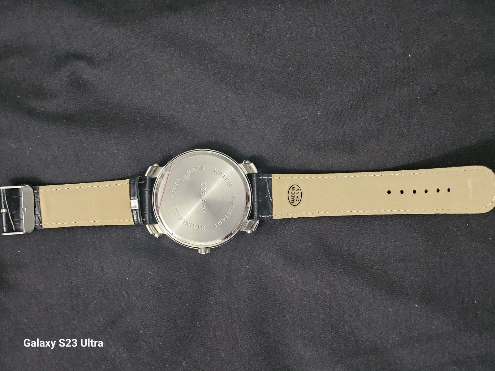 54.3mm Men’s Luxury LARGE THICK Analog watch Silver Bezel leatherette band