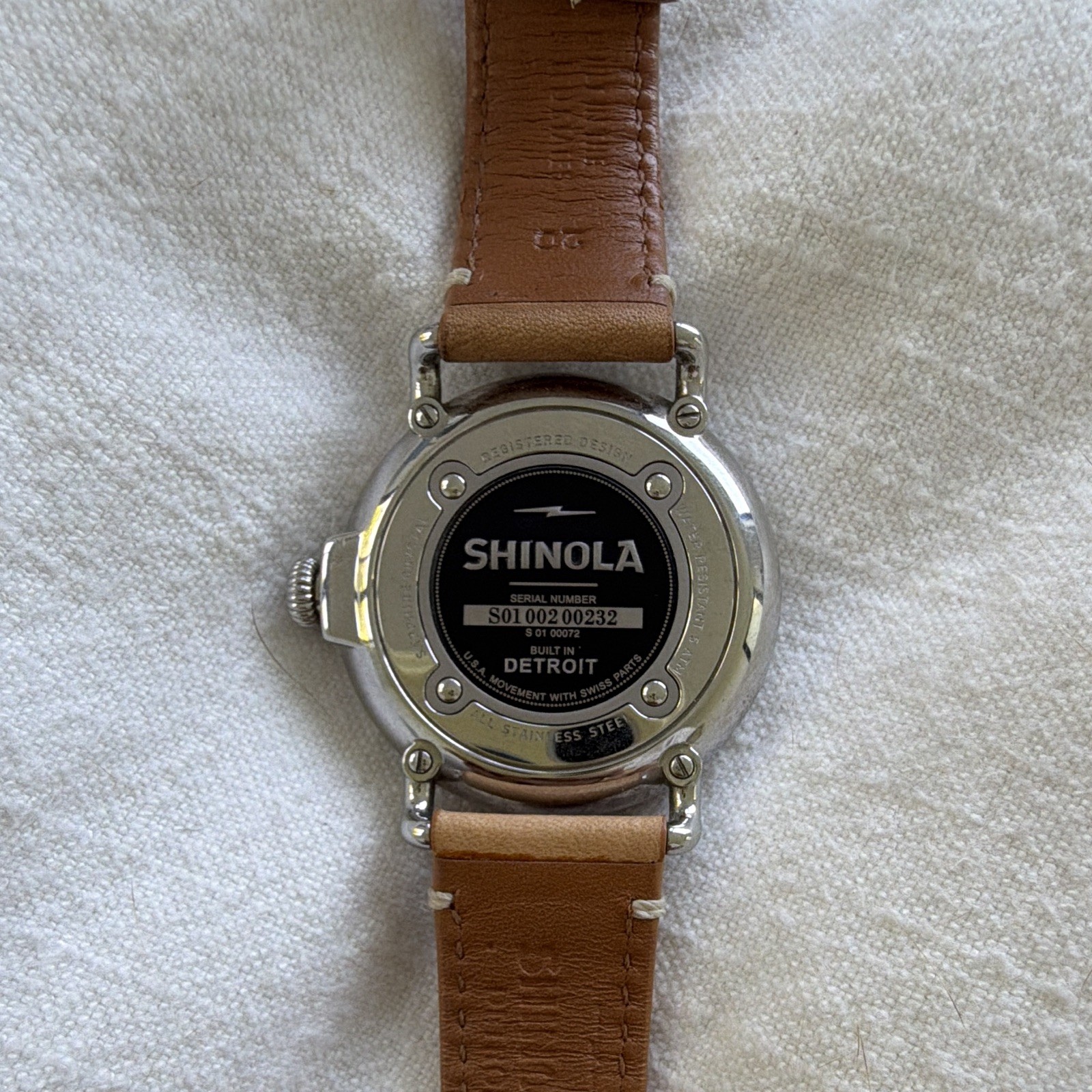 Shinola The Runwell 36mm White Dial Brown Leather Strap Quartz Watch Small