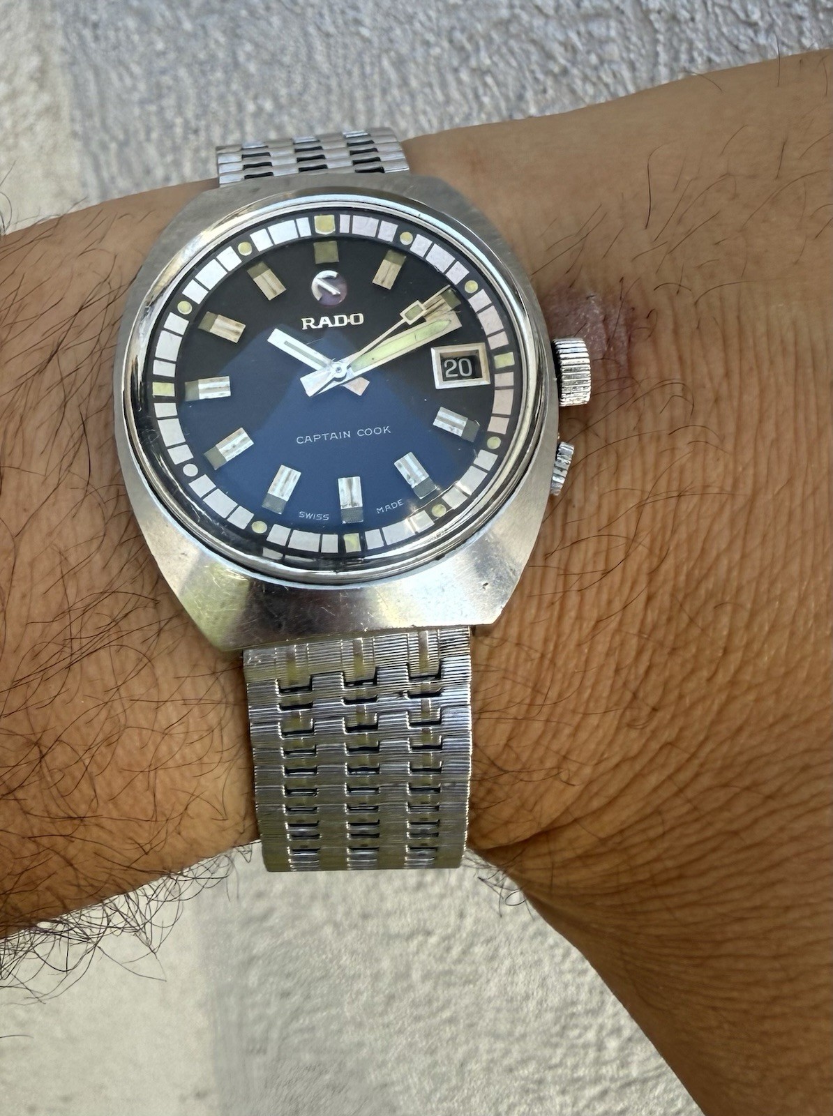Vintage Rado Captain Cook Diver Automatic Steel 1960s Watch Rotating Bezel