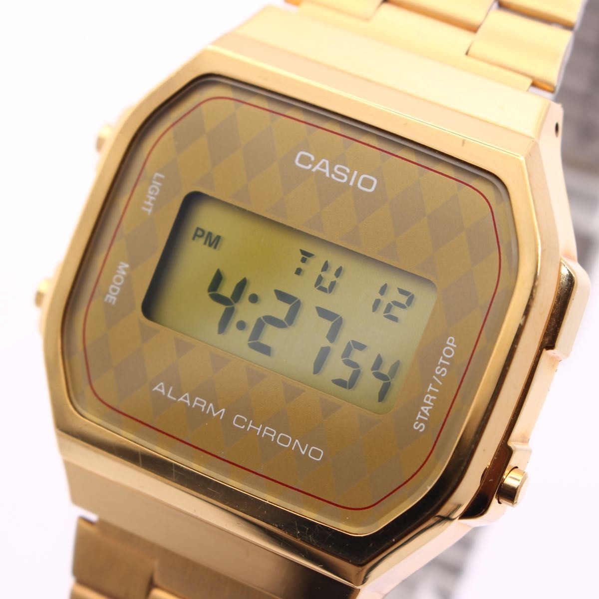 CASIO A168 Men’s Digital Watch Gold Argyle Pattern Retro Overseas Model Quartz C